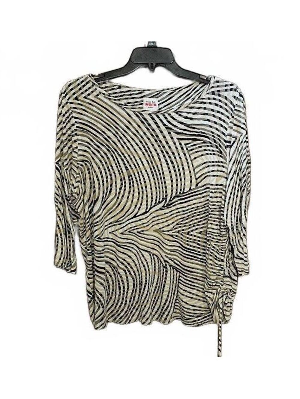 Ruby Rd. Favorites Beige and Black Patterned Rayon Spandex Top Plus Size 2X
